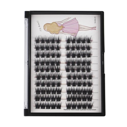 Bodermincer 100 Clusters/box Home Eyelash Extension Thick Segmented 3D Effect Glue Bonded Individual Eyelash Extension Eyelashes Bunches Professional Makeup False Eyelashes (10MM)