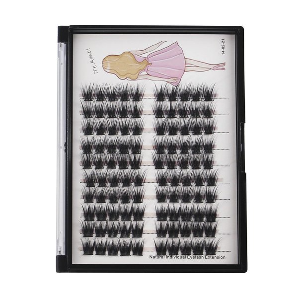 Bodermincer 100 Clusters/box Home Eyelash Extension Thick Segmented 3D Effect Glue Bonded Individual Eyelash Extension Eyelashes Bunches Professional Makeup False Eyelashes (10MM)