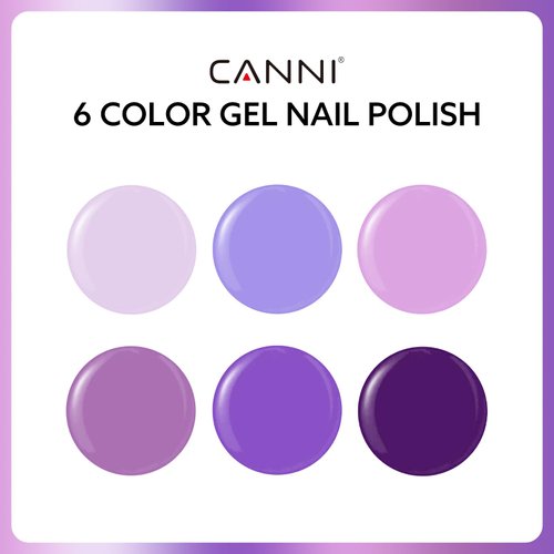 CANNI 6Pcs 9ml Hema-Free Purple Gel Polish,Dark Purple Gel Nail Polish Set,Light Purple Violets Colors Gel Polish Kit, Soak Off LED Nail Gel Manicure Kit DIY at Home Salon Gifts for Women Girls