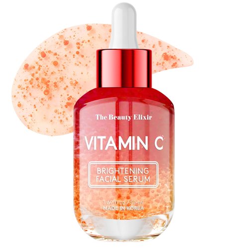 Korean Vitamin C Serum For Face - Dermatologist Tested - Korean Skin Care for Dark Spots & Skin Brightening - Anti Aging & Acne Facial Serum - Cruelty Free - All Skin Types - 1.69 oz by Beauty Elixir