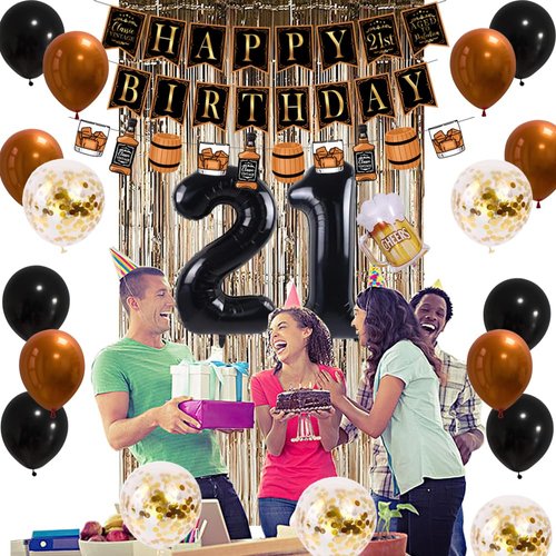 21st Birthday Party Decorations for Adult Boys or Girls Whisky Birthday Party Supplies Classic Vintage Themed Whisky Birthday Party Banner for Men or Women Bar Party Supplies