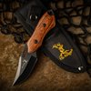 Elk Ridge - Outdoors Fixed Blade Knife - 6-in Overall, 3-in Black Stainless Steel Blade, Brown Wood Handle, 1680D Nylon Sheath - Hunting, Camping, Survival - ER-562WD