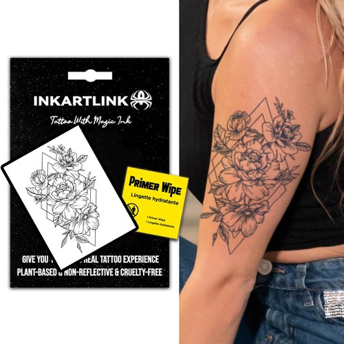 INKARTLINK Semi Permanent Tattoos, Tattoos for Women, Holiday Tattoos, Party Favors, Lasts 7-15 Days, Waterproof and Non-reflective, Unique Design (kytice)