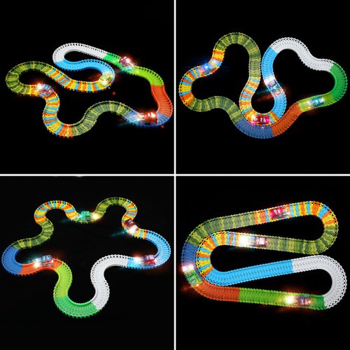 Save Unicorn Tracks Cars only Replacement, Toy Cars for Tracks Glow in The Dark, Car Tracks Accessories with 5 Flashing LED Lights, Compatible with Most Car Tracks for Kids Boys and Girls(4pack)