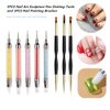 FULINJOY 5PCS Dual-Ended Nail Art Sculpture Pen Dotting Tools with 3PCS Nail Painting Brushes, Silicone Nail Polish Brushes Stainless Steel Carving Drawing Tool, Acrylic Rhinestone Handle