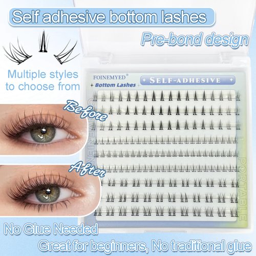 Self Adhesive Bottom Lash Clusters 3 Styles Wispy Press On Bottom Lashes Pre Glued Eyelashes Clusters Self Adhesive Eyelash Extensions 162pcs Natural Lower Lash Extensions Individual Lashes