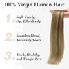 Hyssiet Tape in Hair Extensions Human Hair, 20pcs 50g 20 Inch Tape in Hair Extensions,Balayage Chocolate Brown To Caramel Blonde,Invisible Remy Silky Straight Natural Thick Real Human Hair Extensions