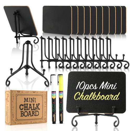 Mini Chalkboard Signs for Food, 10 Pack Food Name Tags or Cards for Chafing Dish Buffet Set with Stand, Small Chalk Board Labels for Mimosa Bar Supplies or Serving Dishes for Entertaining with 2 Pens