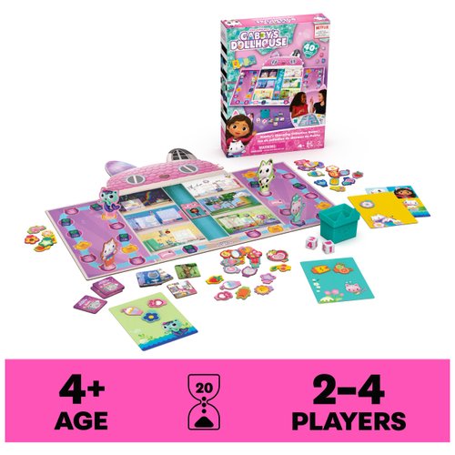 Spin Master Games, Gabby’s Dollhouse Charming Collection Game, Board Game for Kids, Family Games, Preschool Game for Families & Kids Ages 4+