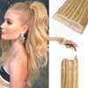 18inch Straight Wire Hair Extensions Honey Bleach Blonde Straight Real Invisible Adjustable Wire Hair Extensions One Piece 80g/Set