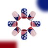 24 Pcs 4th of July Press on Nails Square Medium Fake Nails Red Blue Full Cover French Tip False Nails with Glitter Star Designs Independence Day Acrylic Nails Glossy Artificial Nails for Women Girls