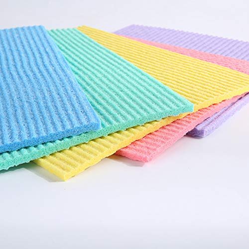 Sold_By_Cheapnwork Reusable Cleaning Cellulose Sponge Cloths Absorbent Wipes Clean Kitchen Car Dish Eco-Friendly Dishcloth Hand Towel Auto - 1pack (5pcs)