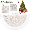Christmas Tree Skirt, Gold White 36 Inch Faux Fur Plush Christmas Decorations Tree Base Mat Thick Velvet Rugs for Holiday Home Decor Party Xmas