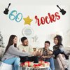 WeBenison 60 Rocks Birthday Banner Rock and Roll Music Theme 60th Birthday Banner / 60's Rock Guitar Birthday Party Decorations Glitter (60)