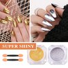 Silver Gold Mirror Chrome Nail Powder Metallic Holographic Nail Powder Chrome Powder Nails Chrome Powder Set Pigment Powder for Nails Mirror Nail Polish Nail Chrome Powder for Gel Nails