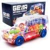 Playee SUV Bump and Go Off Road Vehicle with Moving Gears – Light Up Transparent Toy with Music and LED Lights – 8 Inch Sensory Toy for Toddlers and Kids – Birthday Gift Idea