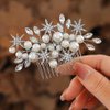 Asooll Pearl Bride Wedding Hair Comb Silver Rhinestone Bridal Side Combs Star Hair Accessories for Bride and Bridesmaid