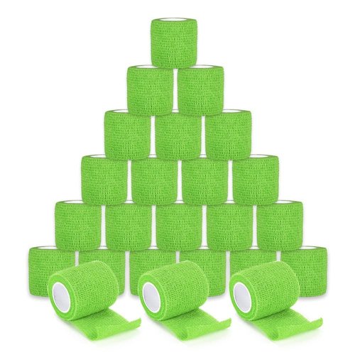 Tattoo Grip Cover Wrap, ATOMUS 24pcs 2” x 2 Yards Disposable Tattoo Tube Tape Wrap Elastic Self-adhesive Bandage Rolls Tape for Tattoo Machine Grip Tube Accessories (Green)