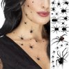 10 Sheets Halloween Temporary Tattoos for Women Men, Horror Black Skull Ghost Spider 3D Fake Tattoos Sticker for Boys Girls Day of The Dead Tattoos Decals Accessories for dia de los muertos Party