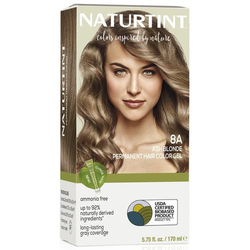 Naturtint 8A Ash Blonde Permanent Hair Color (Pack of 1), Ammonia Free, Vegan, Cruelty Free, up to 100% Gray Coverage, Long Lasting Results (Packaging may vary)