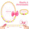 18 Pieces Girl Beaded Necklace Bracelet Colorful Kids Play Jewelry Princess Costume Jewelry Gift Party Favors Dress Up Jewelry for Little Girl Toddler