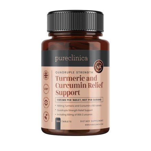 1100mg Turmeric and Curcumin - 180 Tablets x 1100mg - 95% Curcumin - 1000mg Turmeric Root Extract - with 5mg Black Pepper Extract for 300% Increased Absorption.