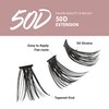 i-ENVY 50D Extension Cluster Individual Lashes, Easy to Apply, Flat Tapered-End Root, Pre-fanned Volume Lashes, J Curl with Soft Fiber, Quick Application for Salon Quality & Result (Medium-56Clusters)