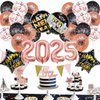 New Years Eve Party Supplies 2025 Set of 42, Happy New Year Decorations 2025 Balloons 12 Inch/18 Inch, Happy New Year Banner, 12 Inch Confetti Balloons, Cupcake Topper, New Years Decorations 2025