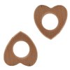 Arakierst 10pcs Organic Wood Heart Teether Pure Natural Animal Shape Beech Wooden Teether Handmade Grasping Pattern DIY Pacifier Chain Pendant