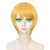 Probeauty Blonde Wig for Cosplay, Short Golden Wig for Women Girls, Halloween Costume Party Fluffy Synthetic Wigs with Buns + Wig Cap