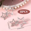OIIKI Star Hair Clips Pins Silver 8pcs, Star Hair Barrettes Elegant Metal Hair Clips Rhinestone Hairpin, Hollow Geometric Hair Pins for Women Girls Hair Styling Accessories
