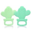 PrimaStella Silicone Cactus Teethers for Infants, Babies and Toddlers - Safety Tested - BPA Free - Cute, Soothing, Easy to Hold - Baby Teether Toy Set of 2 - Green & Neo Mint