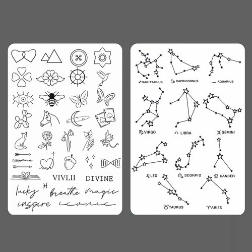 Tattoo Practice Skin 2pcs Double Sides Tattoo Skin Practice with Constellation Tiny Tattoo Designs for Beginners and Experienced Tattoo Artists Microblading Tattoo Supplies (2pcs)