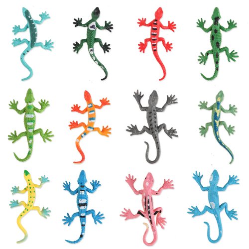 FINGOOO 24 Pcs Mini Lizard Figures, Plastic Assorted Small Lizard Fake Realistic Lizard Toy 2.4 inch for Teens Adults Prank and Prop Party Favors Little Gifts