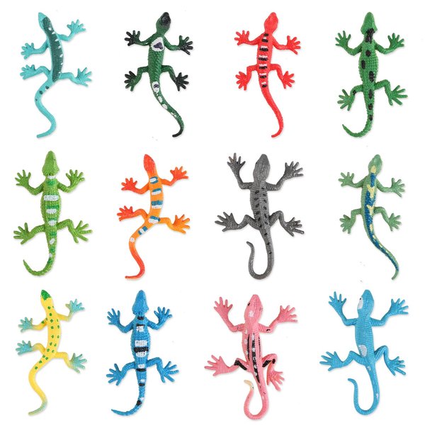 FINGOOO 24 Pcs Mini Lizard Figures, Plastic Assorted Small Lizard Fake Realistic Lizard Toy 2.4 inch for Teens Adults Prank and Prop Party Favors Little Gifts