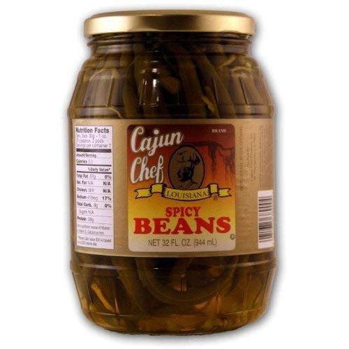 Cajun Chef Louisiana Spicy Green Beans - 32 oz (Pack of 4) - Bold Cajun Flavor - Perfect for Hors d'Ouevres, Cocktail Parties, as a Salad Garnish, Bloody Marys and More - Versatile and Delicious