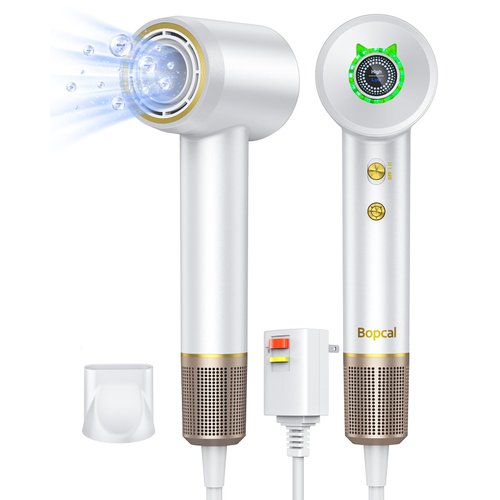Hair Dryer, Negative Iconic Hair Dryer with 110000 RPM Brushless for Fast Drying, High Speed Blow Dryer Low Noise Thermo-Control Hair Dryer with Nozzle, Perfect for Gifts,White