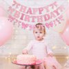 Pink Bow Happy Birthday Banner Garland, 2Pcs Coquette Bow Banner Birthday Party Decorations for Girls Bow Theme Birthday Baby Shower Bridal Shower Bachelorette Coquette Party Supplies