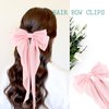 CUBACO 6PCS Hair Bow Clips for Women, Alligator Ribbon Hair Silky Satin Barrettes for Women Kawaii Accessories Bow Clips for Long Thick Hair for Girls Suitable for Birthday Gift (Black Pink)