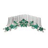 Faship Emerald Green Rhinestone Crystal Floral Hair Comb