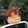 wonuu Car Dashboard Rubber Duck Ornament, Car Decoration Colour Ducks Accessories with Mini Hat Necklace and Sunglasses, G-Brown-Cowboy Hat