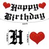Ushinemi Pre-Strung Goth Birthday Decorations, NO DIY Gothic Happy Birthday Banner Glitter Funeral Birthday Party Supplies