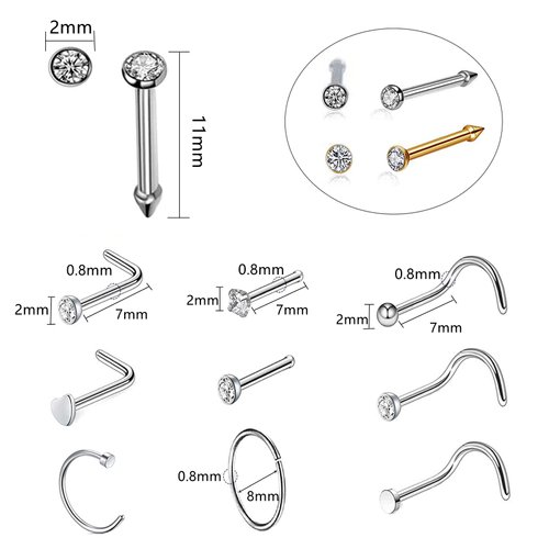 Nose Piercing Gun - 2 Pack Safety Disposable Nose Percinging Kit with 10 Pcs Nose Rings Stud Self Piercings Kits