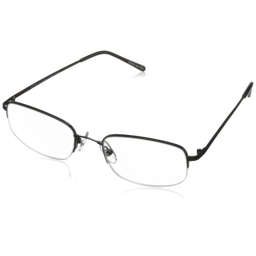 Foster Grant Men's Hf11 Rectangular Reading Glasses, Shiny Gun/Transparent, 52 mm, 1.50