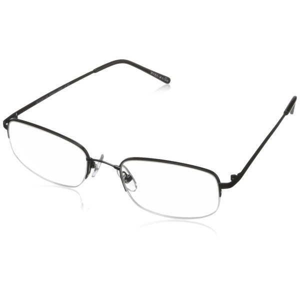 Foster Grant Men's Hf11 Rectangular Reading Glasses, Shiny Gun/Transparent, 52 mm, 1.50