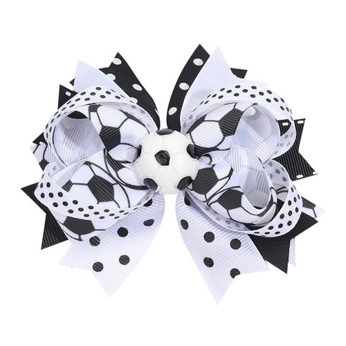 Sports ball class hairpin Hair Clips Bow Sports Bow Hair Barrettes Clips Girls Baseball Bow Hair Pin.(FJ69) (Football)
