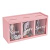 Mczxon Spend Save Give Piggy Bank for Kids, Money Coin Savings Piggy Bank Jar Box for Kids Child Safe Money Saver, Teach Children About Giving & Saving Money Piggy Box for Childrens Boys Girls, Pink