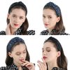 QIANXUAN Black Fabric Headbands For Women Top Knotted Headbands For Women Top Knot Headband Plaid Elegant Twill Woolen Cloth Hairband Classic Houndstooth lattice Hair Accessories Girls