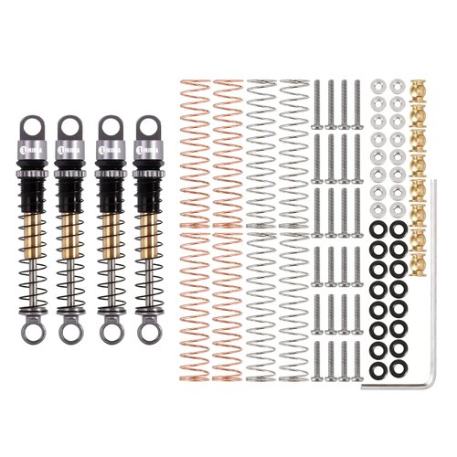 INJORA 43mm Aluminum Shocks Threaded Tele Shock Absorber Damper for 1/24 RC Crawler Car Axial SCX24 AXI90081 Deadbolt Micro Crawler(Grey)