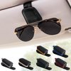 SINGARO Sunglasses Holder for Car, Leather Magnetic Buckle Sun Visor Sunglass Clip, Ticket Card Storage Glasses Clip, Car Interior Accessories for Men and Women（Black）